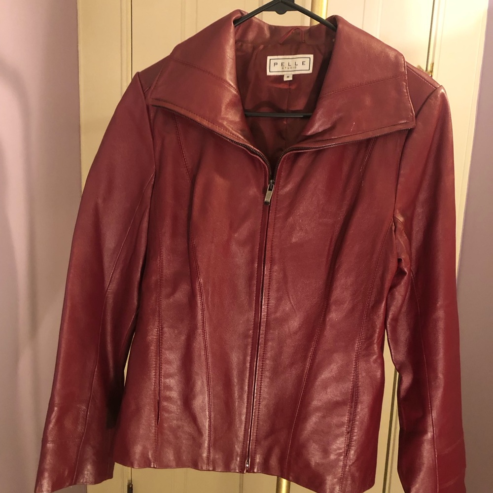 Vintage Pelle Studio Cherry Red Medium Leather Jacket